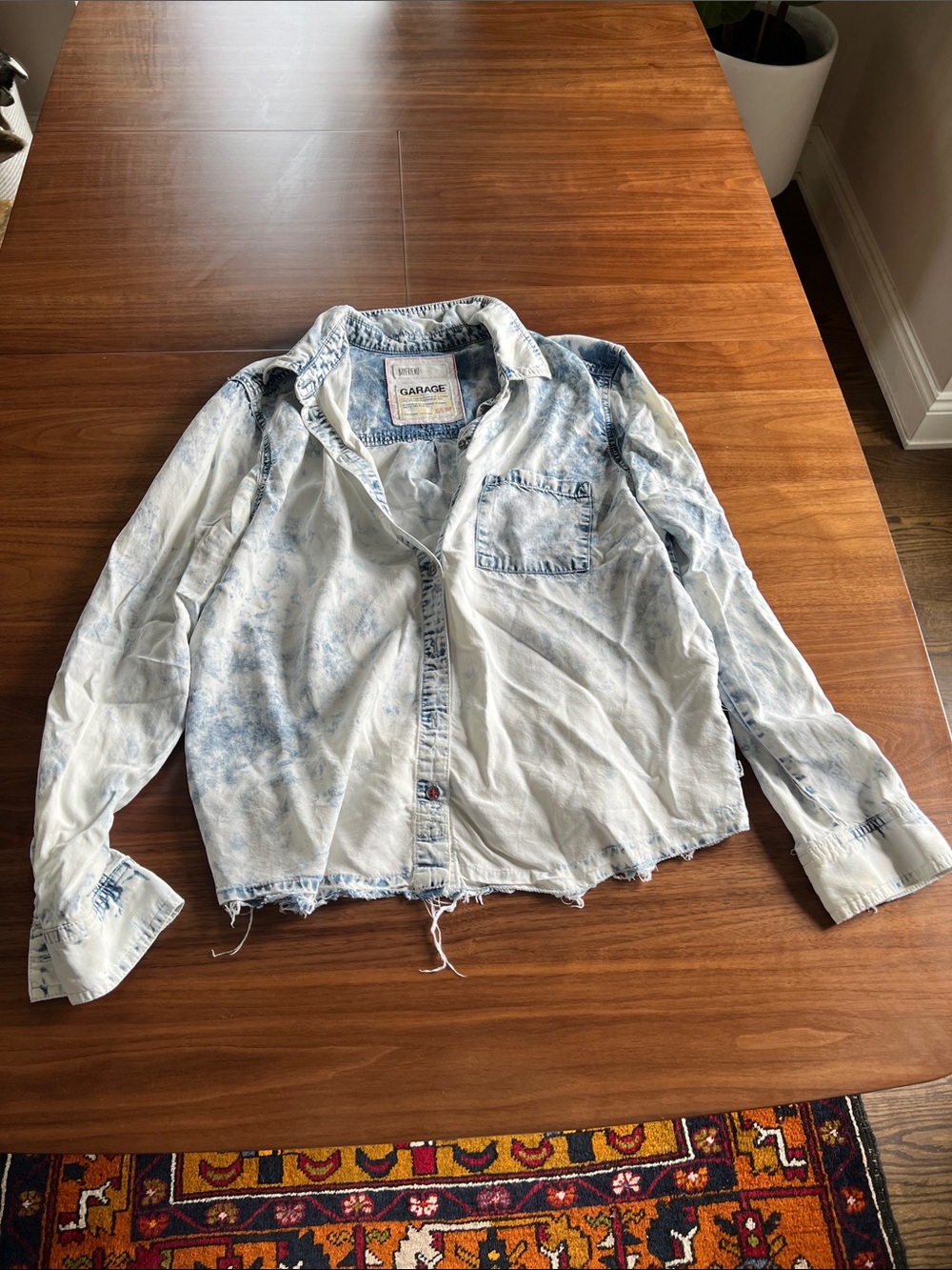 Garage Light Acid-Wash Blue Button Down Shirt
